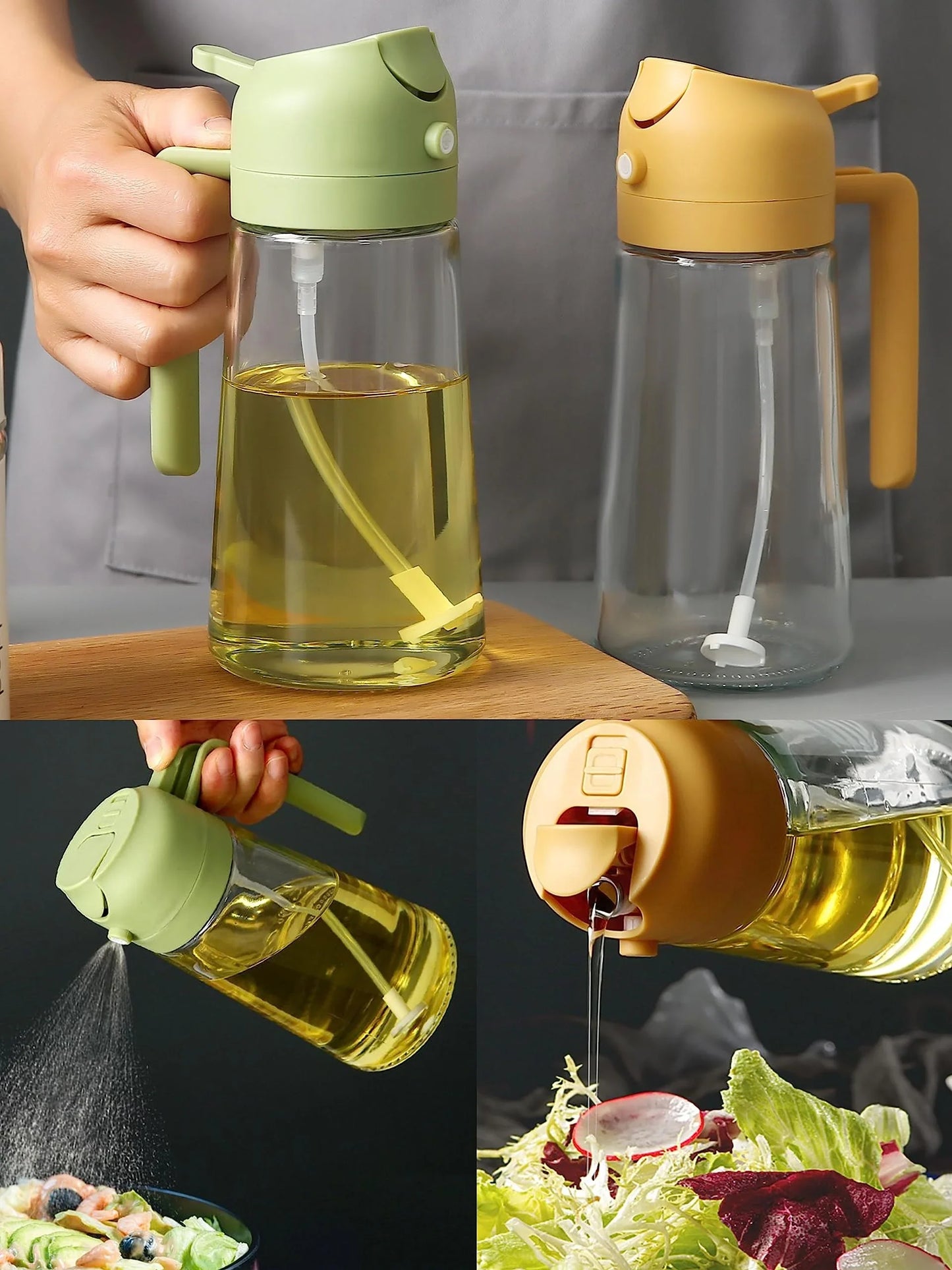 2-in-1 Oil Dispenser - Glass, Spray and Pour Design