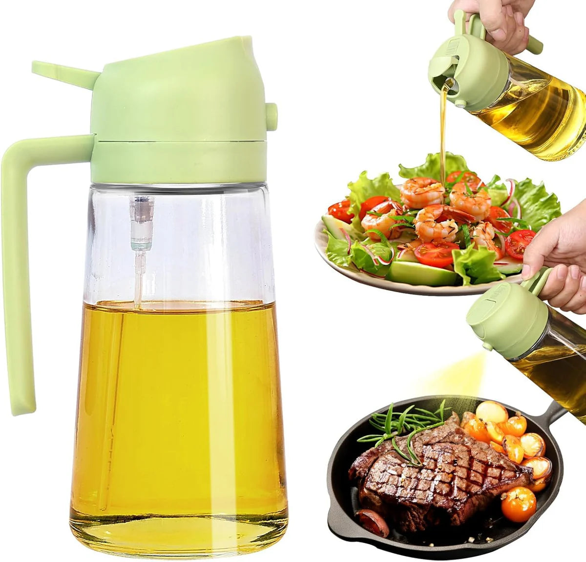 2-in-1 Oil Dispenser - Glass, Spray and Pour Design