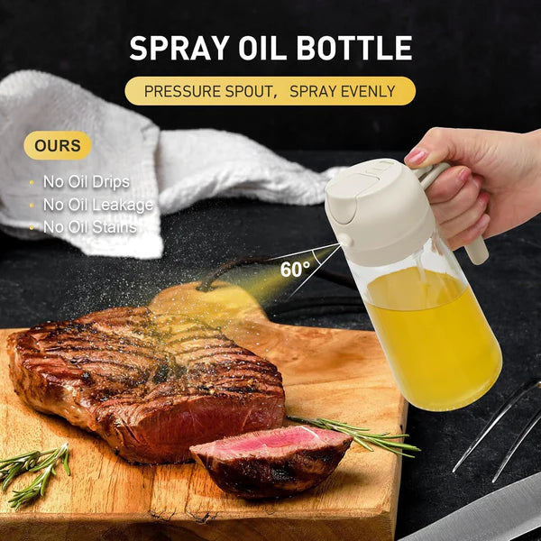 2-in-1 Oil Dispenser - Glass, Spray and Pour Design
