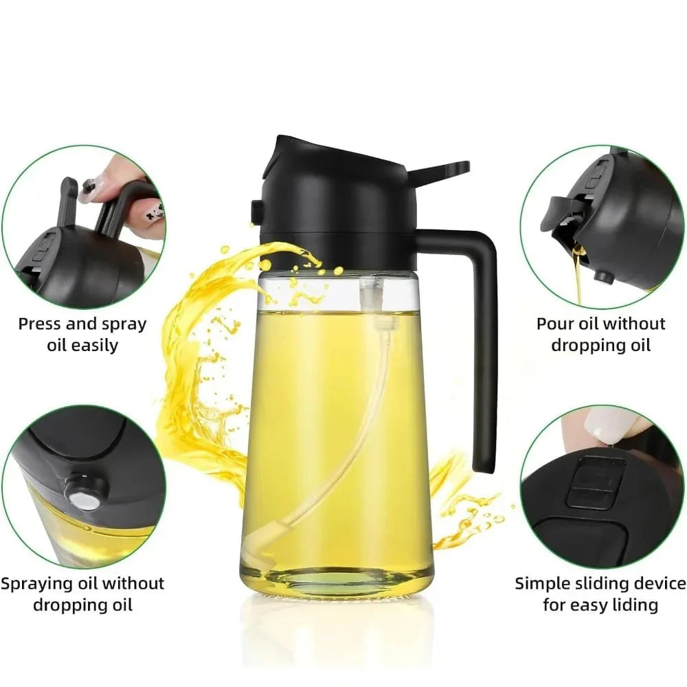 2-in-1 Oil Dispenser - Glass, Spray and Pour Design
